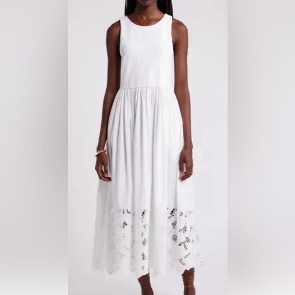 Nordstrom embroidered sleeveless mixed media sundress - Picture 1 of 6